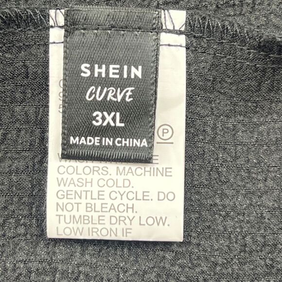 SHEIN Dress 3X Black Square Neck Romantic Tie Back Puff Sleeve Mini Black Dress - Picture 11 of 13